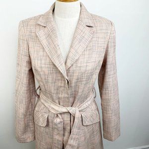 Zinc Womens Pastel Plaid Lined Trench Coat Jacket